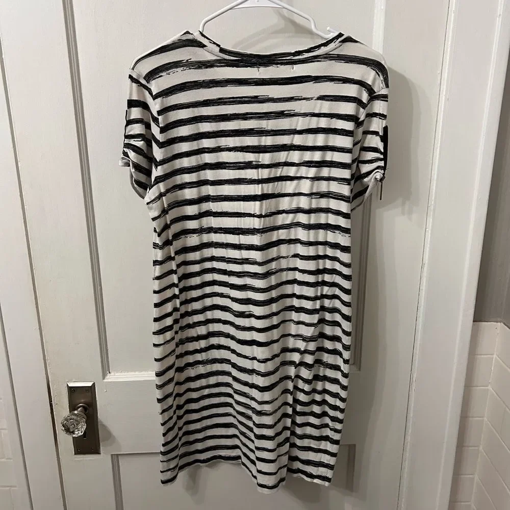 Michael Kors Black and Cream Striped Dress